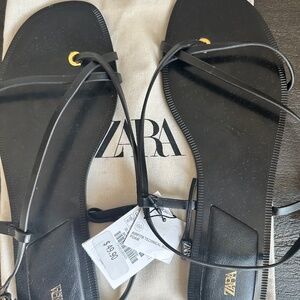 Zara black flat sandals, size 11 – NWT